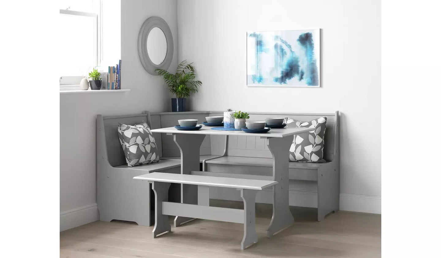 Assembled Grey Dining Table & 1 Grey Bench